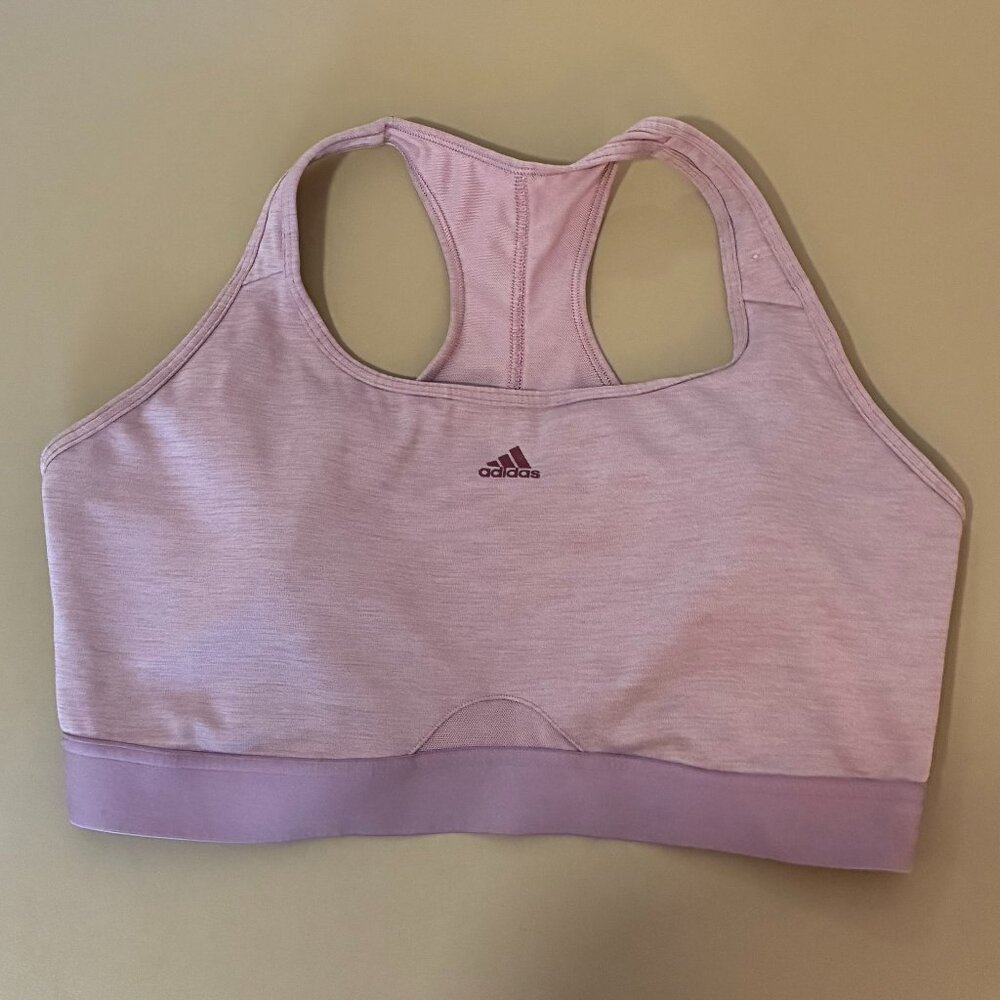 Used Adidas padded sports bra, size L -- keyhole back/racerback (pink/mauve)